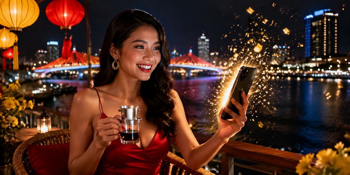 Người dùng Đà Nẵng kiểm tra giao dịch casino mobile tại quán cà phê